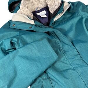 Columbia Interchange Jacket Teal Blue Hooded Faux Fur Lined Women's Size S‎